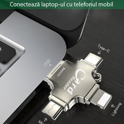 USB / USB-C / Lightning / microUSB Kartenleser Yesido GS13, microSD, Silber
