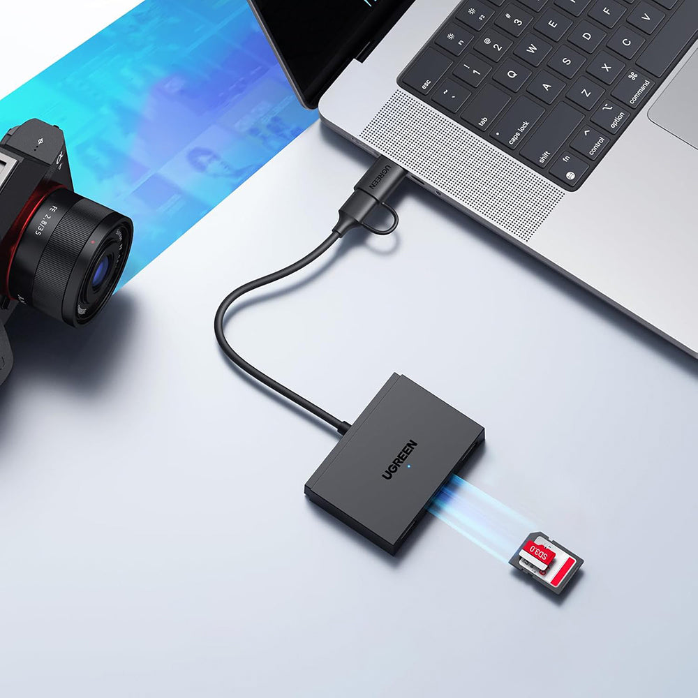 USB / USB-C Kartenleser UGREEN CM812 (45167), SD - microSD - 2 x USB-A, Schwarz
