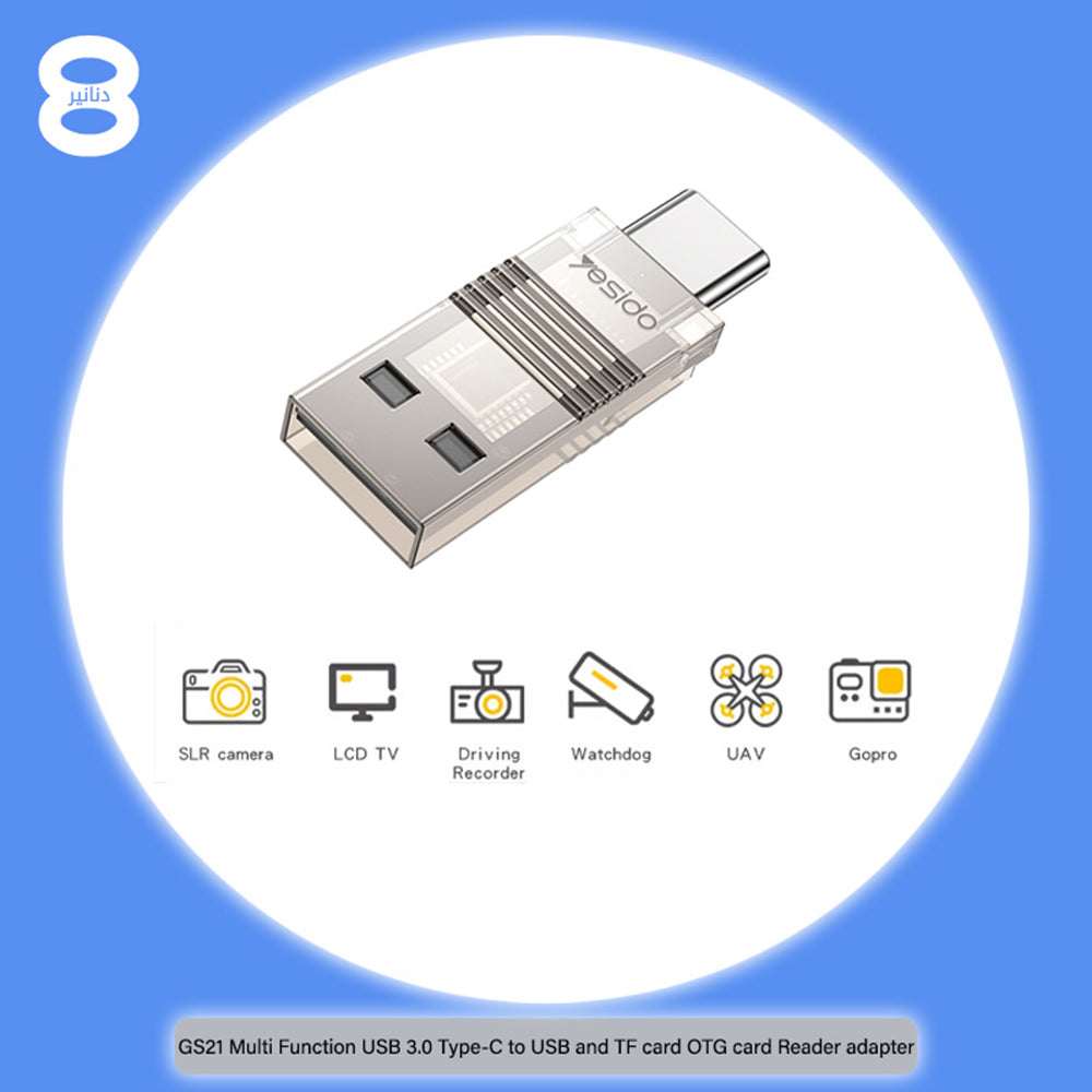 USB / USB-C Kartenleser Yesido GS21, microSD, Transparent
