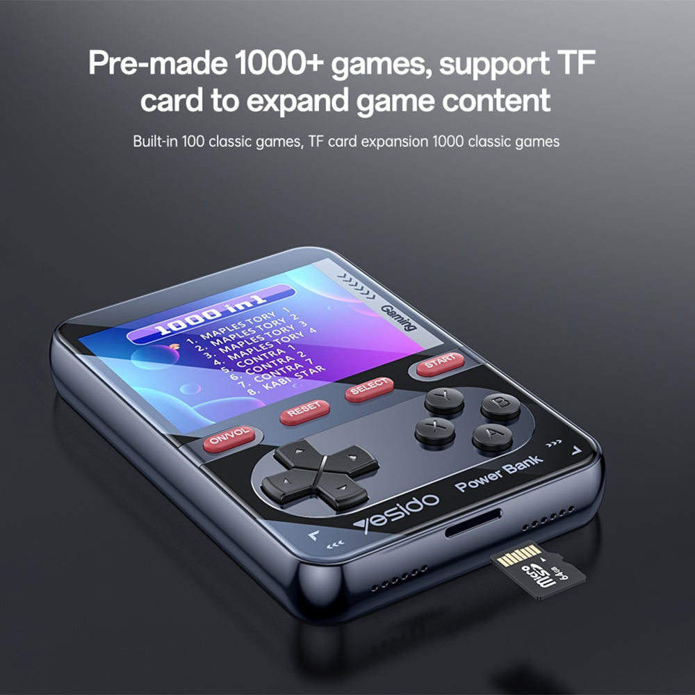 Tragbare Spielkonsole mit externer Batterie Yesido YP87, Schwarz