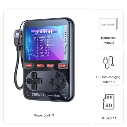 Tragbare Spielkonsole mit externer Batterie Yesido YP87, Schwarz