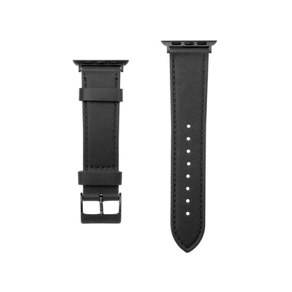 Fixed Leather Armband für Apple Watch 42mm / 41mm / 40mm / 38mm Serie, Schwarz