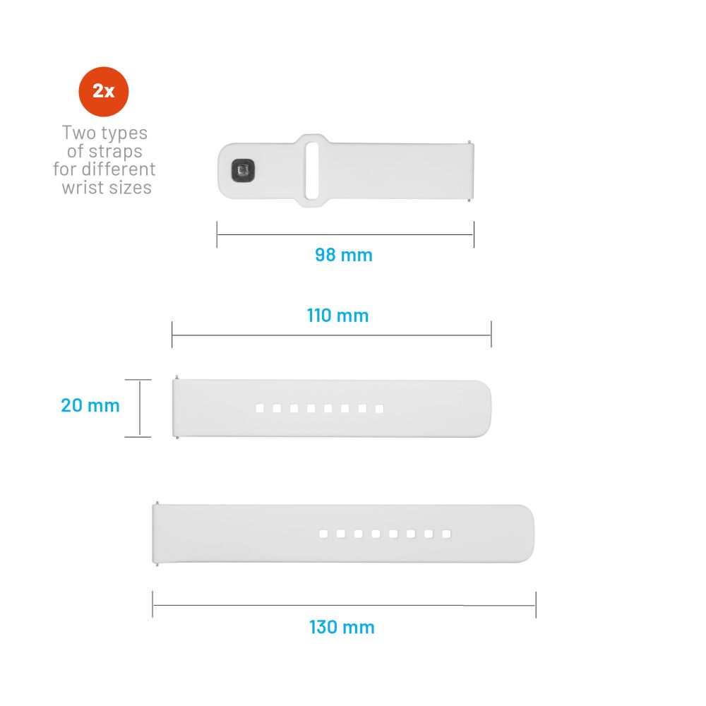 Fixed Silicone Sporty Armband für Samsung Galaxy Watch / Huawei Watch Series, 20mm, Weiß