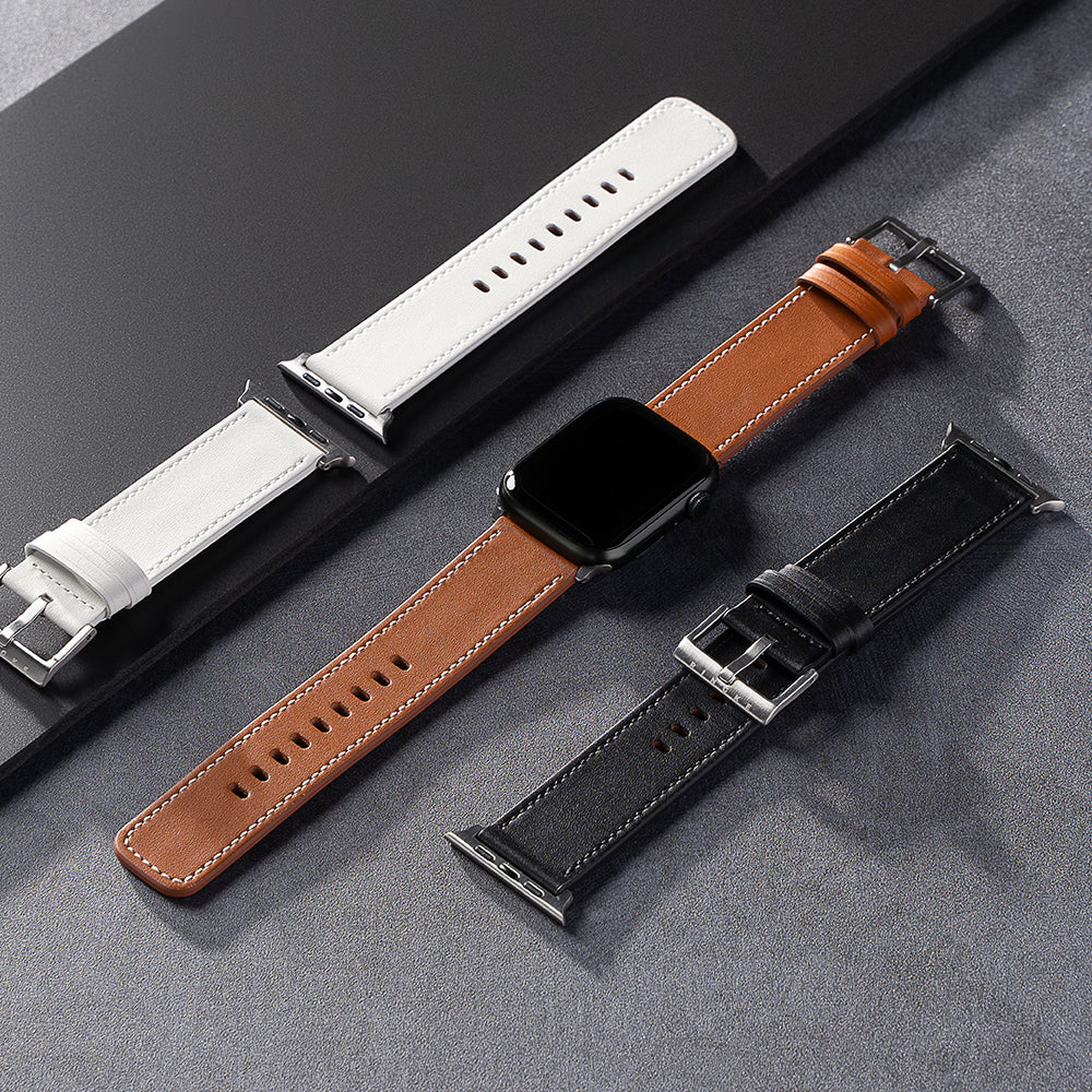 Ringke Leather One Armband für Apple Watch 49mm / 46mm / 45mm / 44mm / 42mm Serie, Schwarz