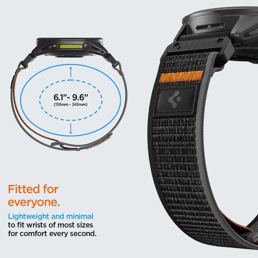 Spigen Athlex Air Armband für Garmin Watch Fenix / Forerunner / Approach Series, 22mm, Schwarz Orange AMP11426