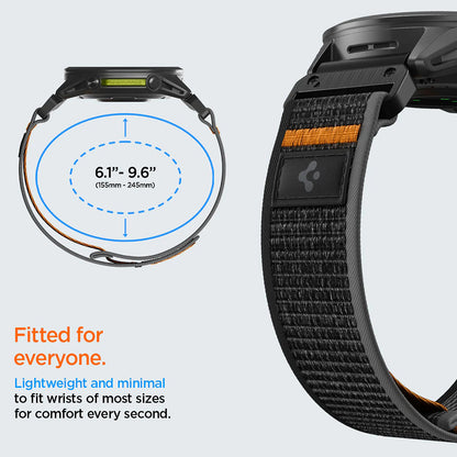 Spigen Athlex Air Armband für Garmin Watch Fenix / Forerunner / Approach Series, 22mm, Schwarz Orange AMP11426