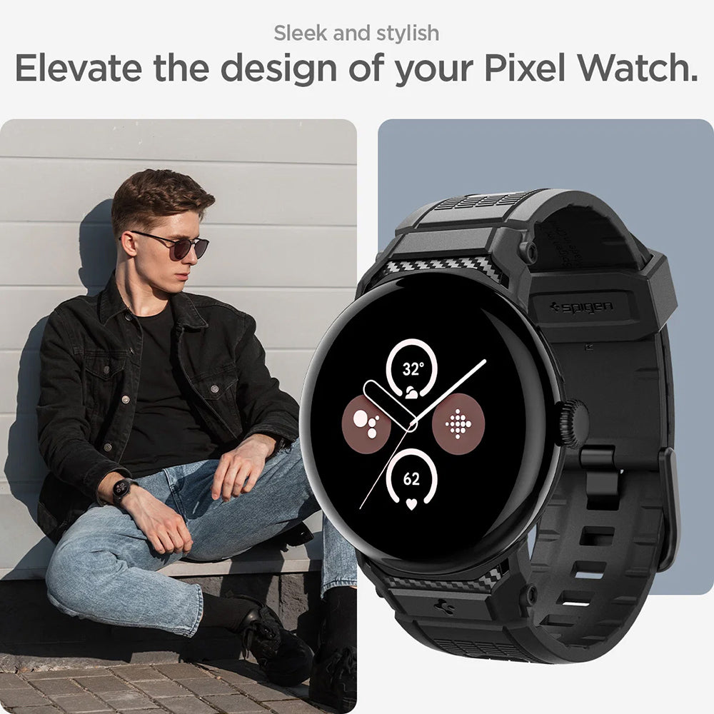 Spigen Rugged Strap for Google Pixel Watch 45mm Series, Black AMP07600