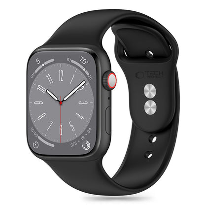 Tech-Protect Silikonarmband für Apple Watch 49 mm / 45 mm / 44 mm / 42 mm Serie, Schwarz