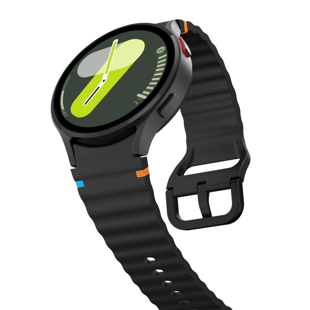 Tech-Protect Silikon-Sportarmband für Samsung Galaxy Watch7 / Watch FE / Watch6 / Watch5 / Watch4-Serie, Schwarz