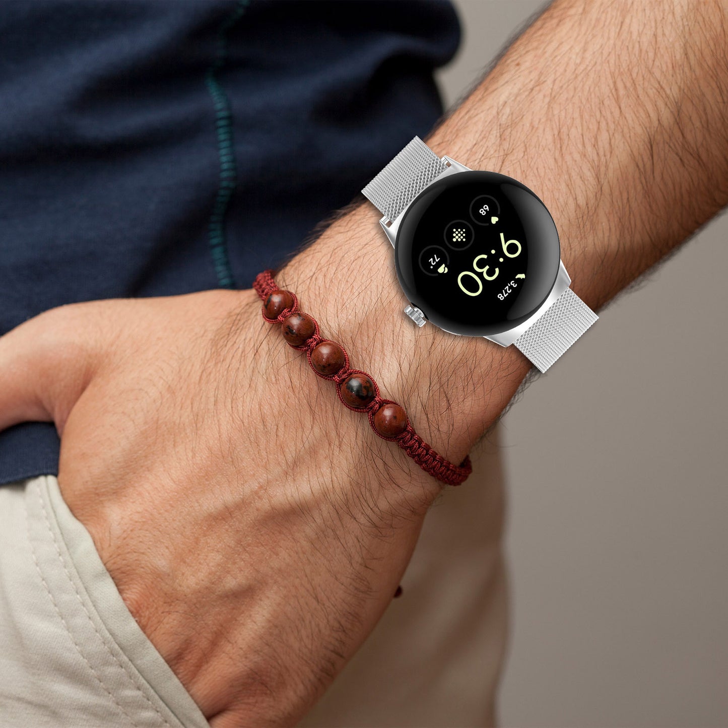 Techsuit W009 Armband für Google Pixel Watch 4 45mm, Silber