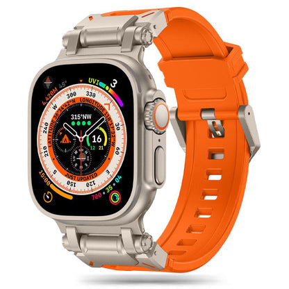 Techsuit W064 Armband für Apple Watch 49mm / 46mm / 45mm / 44mm / 42mm Serie, Silber Orange