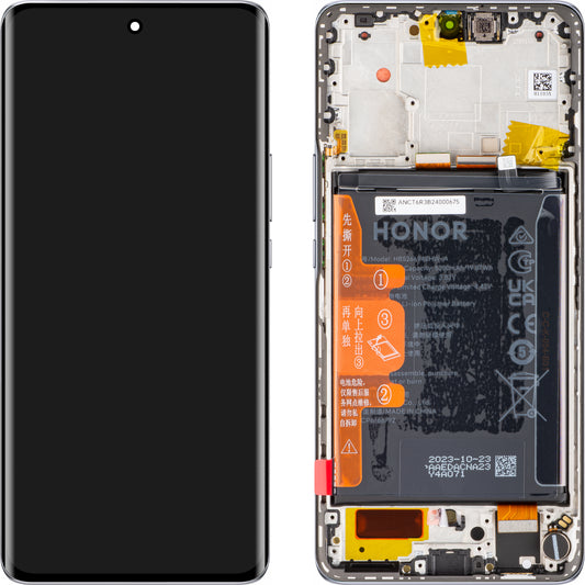 Touchscreen Display Touchscreen Honor Magic6 Lite, mit Rahmen und Akku, Titansilber, Service Pack 0235AHHR