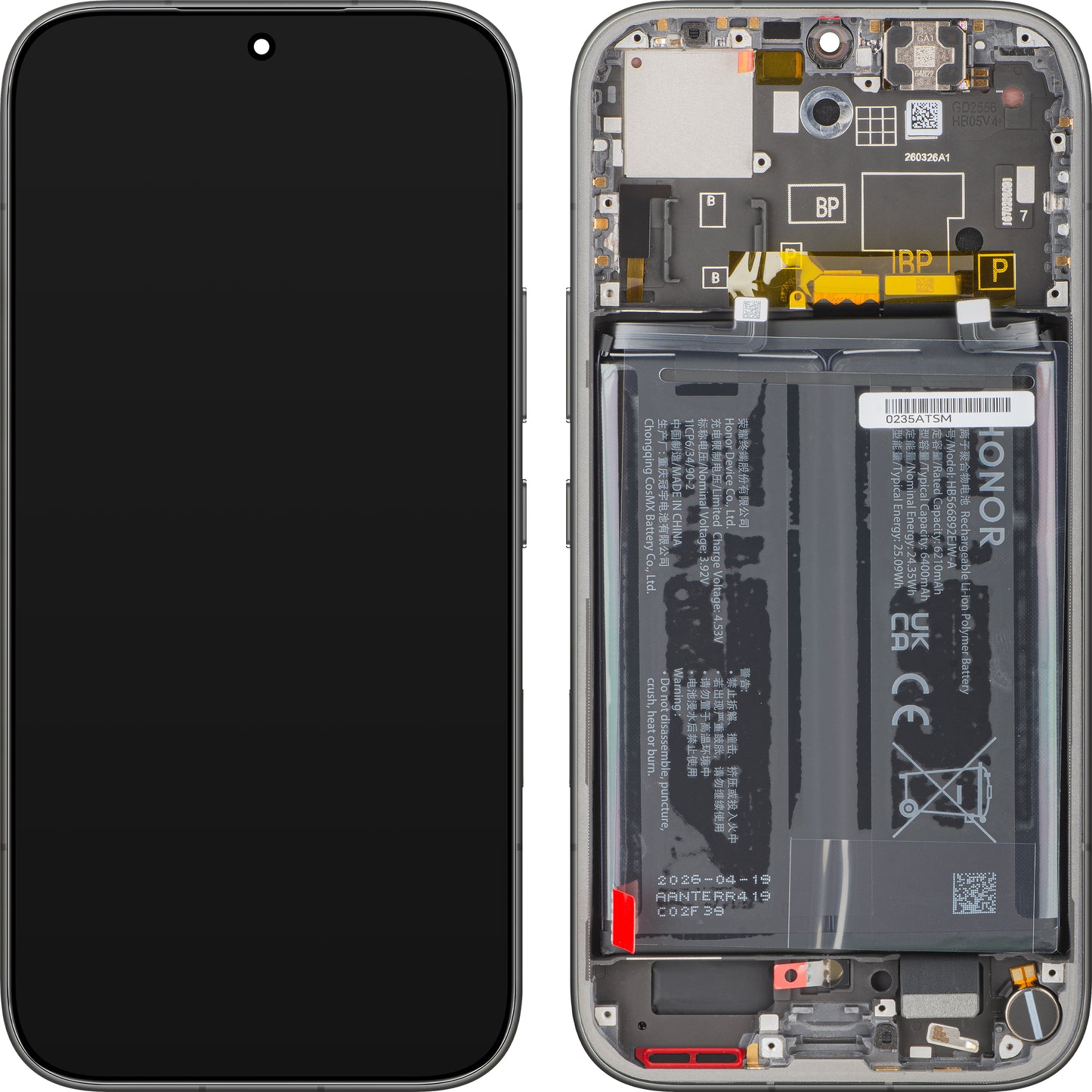 Touchscreen-Display Honor 600, mit Rahmen und Akku, Schwarz, Service Pack 0235ATSM