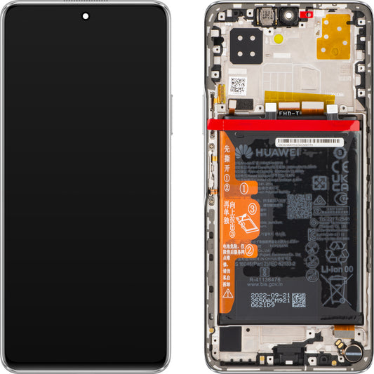 Touchscreen Display Huawei nova 9 SE 4G, mit Rahmen und Akku, Perlweiß, Service Pack 02354UWA
