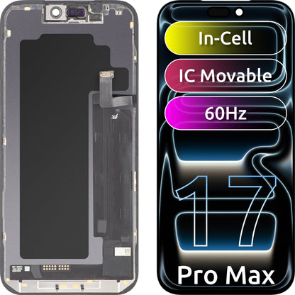 JK Touchscreen-Display für Apple iPhone 17 Pro Max, mit Rahmen, LCD In-Cell IC Movable Version, Schwarz