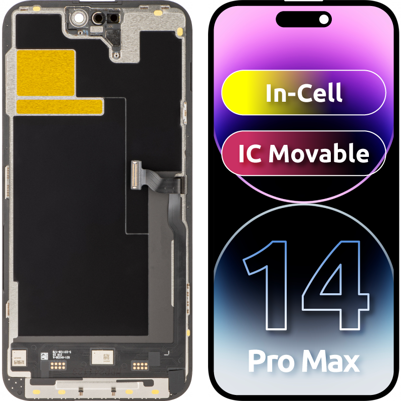 JK Touchscreen Display für Apple iPhone 14 Pro Max, mit Rahmen, In-Cell IC Movable LCD Version, Schwarz