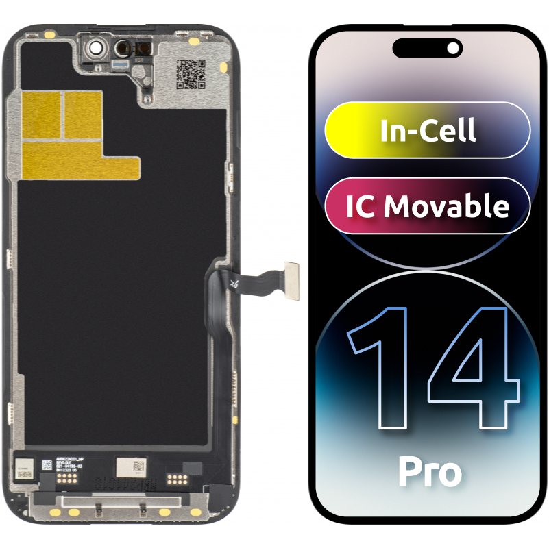 JK Touchscreen Display for Apple iPhone 14 Pro, with Frame, In-Cell IC Movable LCD Version, Black 