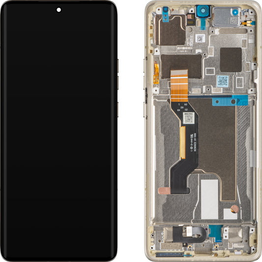 Touchscreen-Display Motorola Edge 50 Ultra, mit Rahmen, Beige (Nordic Wood), Service Pack 5D68C24484