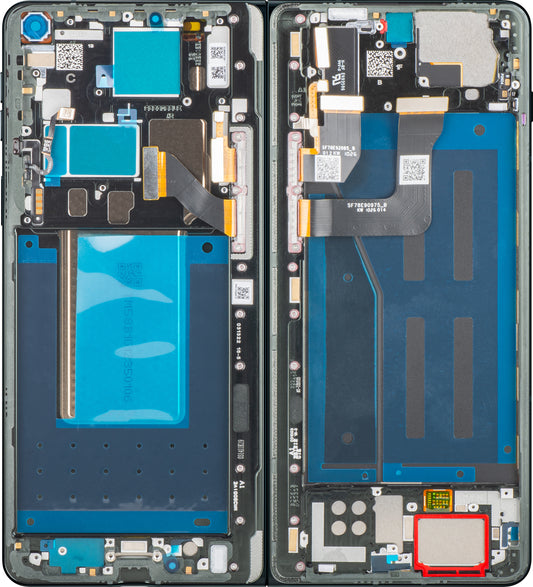 Touchscreen-Display Motorola Razr Fold, mit Rahmen, Unterer Innenteil, Schwarz (Pantone Blackened Blue) Service Pack 5D68C32444