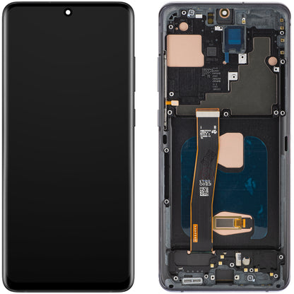Display mit Touchscreen MP kompatibel mit Samsung Galaxy S20 Ultra G988, mit Rahmen, OLED-Version, Schwarz
