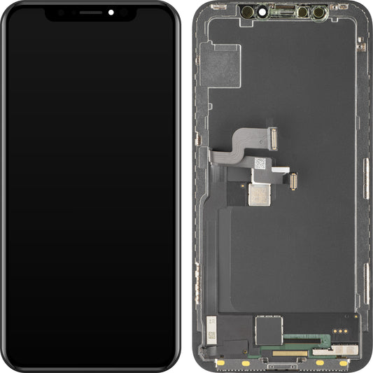 Display mit MP Touchscreen kompatibel mit Apple iPhone X, mit Rahmen, Soft OLED FHD Version, Schwarz