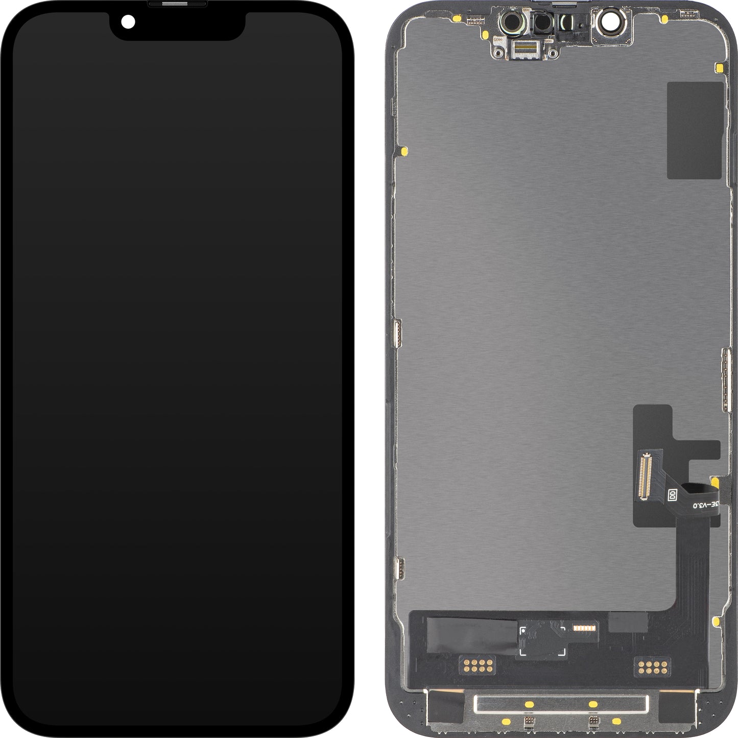 Display mit MP Touchscreen kompatibel mit Apple iPhone 14, mit Rahmen, Soft OLED IC Movable FHD Version, Schwarz