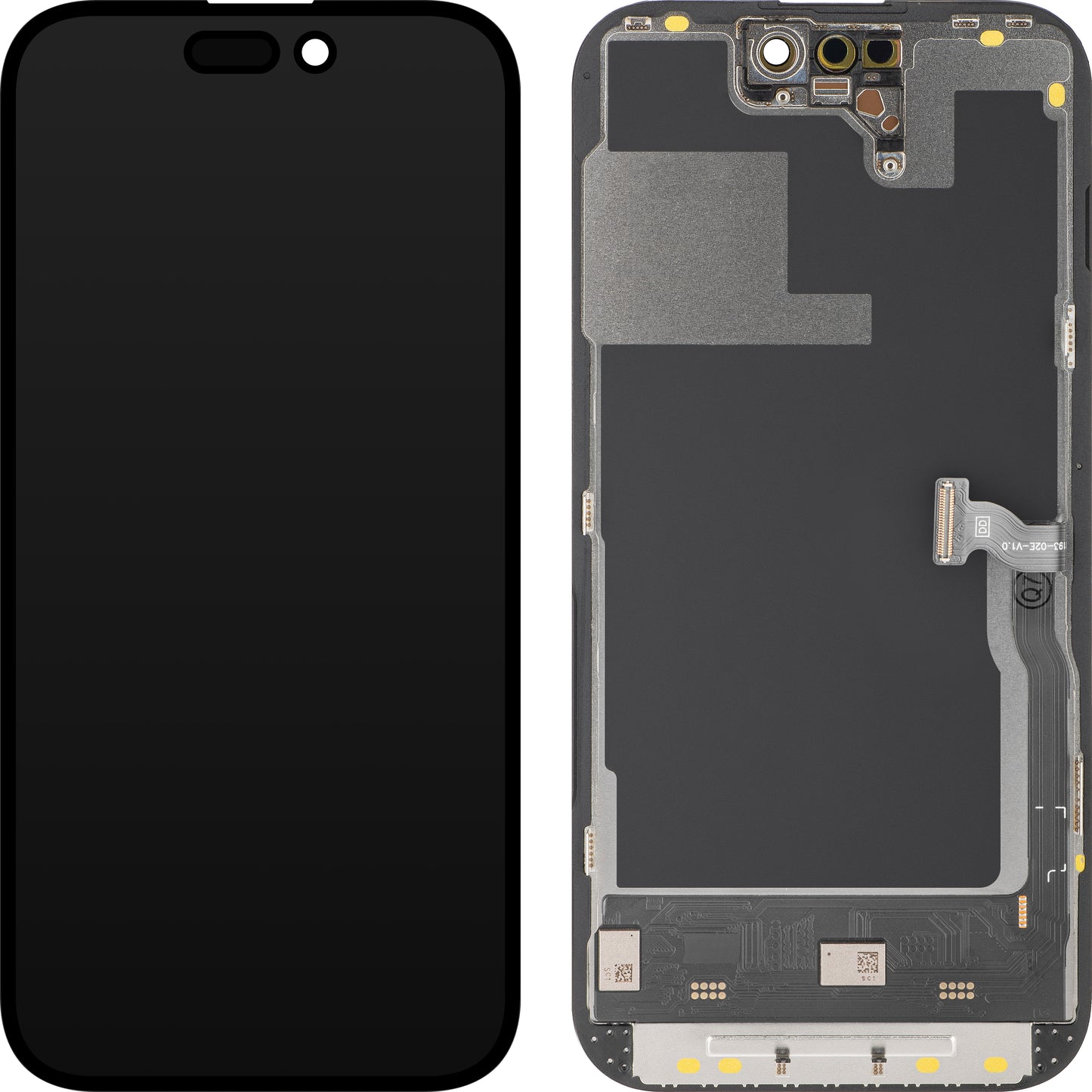Display mit MP Touchscreen kompatibel mit Apple iPhone 14 Pro, mit Rahmen, Soft OLED IC Movable 120Hz FHD Version, Schwarz