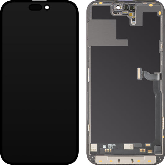 Display mit MP Touchscreen kompatibel mit Apple iPhone 14 Pro Max, mit Rahmen, Soft OLED IC Movable 120Hz FHD Version, Schwarz