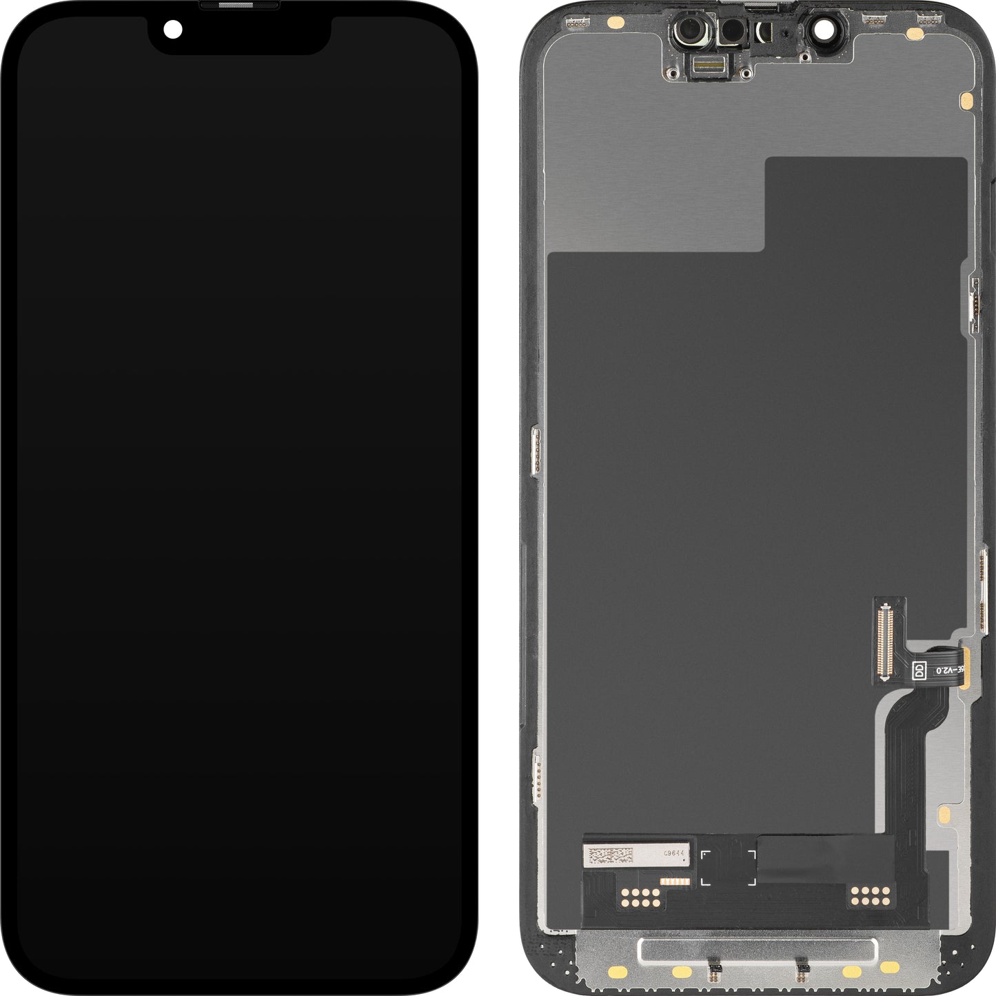 Display mit MP Touchscreen kompatibel mit Apple iPhone 13, mit Rahmen, Soft OLED IC Movable FHD Version, Schwarz