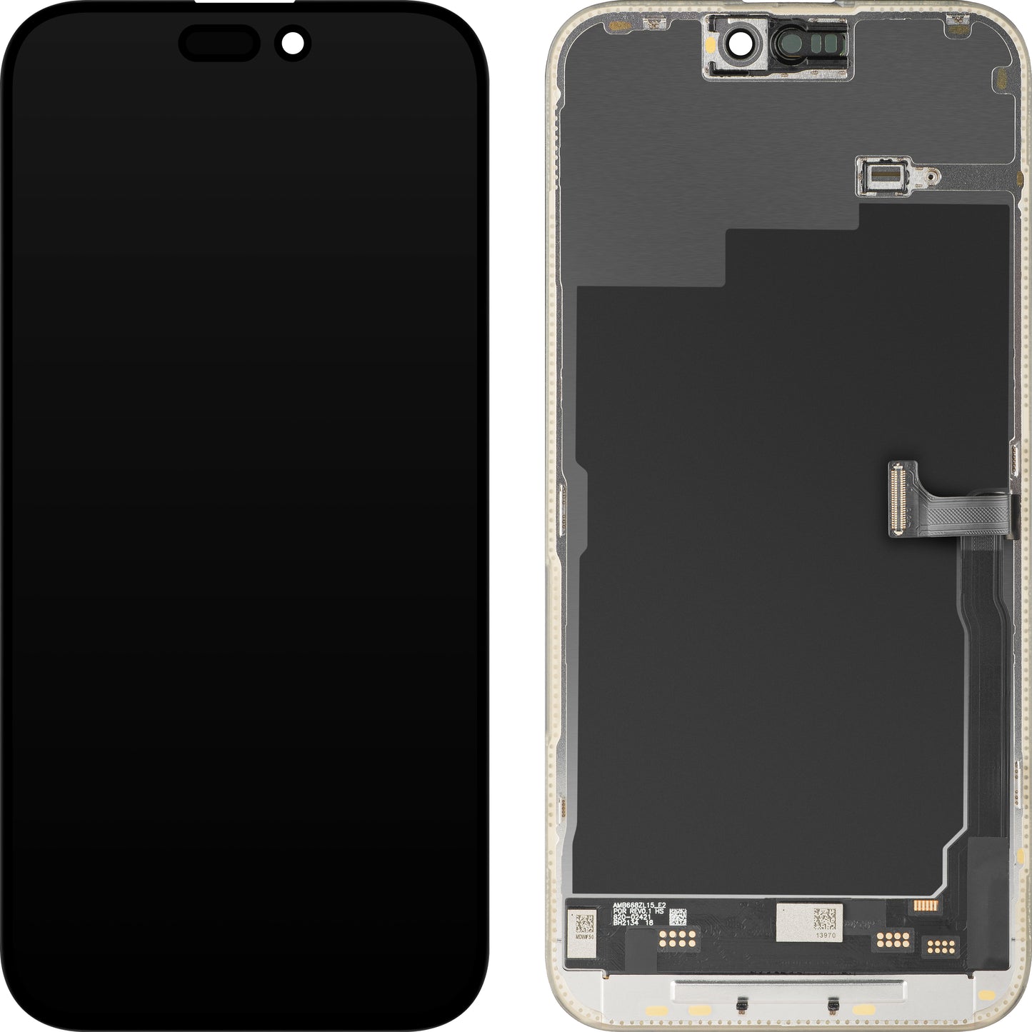 Display mit MP Touchscreen kompatibel mit Apple iPhone 15 Pro Max, mit Rahmen, Soft OLED IC Movable 120Hz FHD Version, Schwarz
