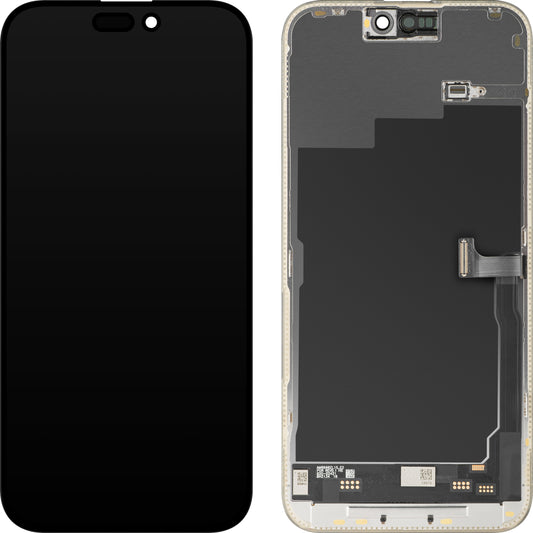 Display mit MP Touchscreen kompatibel mit Apple iPhone 15 Pro Max, mit Rahmen, Soft OLED IC Movable 120Hz FHD Version, Schwarz