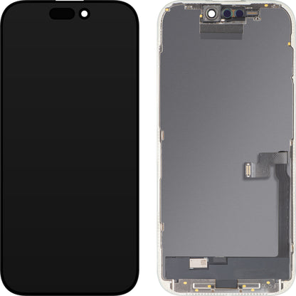 Display mit MP Touchscreen kompatibel mit Apple iPhone 16 Pro, mit Rahmen, OLED FHD IC Movable Version, Schwarz