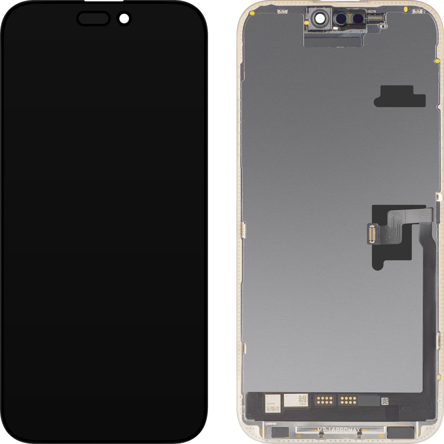 MP Touchscreen-Display kompatibel mit Apple iPhone 16 Pro Max, mit Rahmen, Soft OLED FHD IC Movable Version, Schwarz