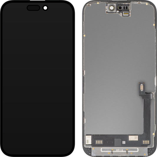 MP Touchscreen-Display kompatibel mit Apple iPhone 16, mit Rahmen, Premium Soft OLED FHD Diagnostic Version, Schwarz