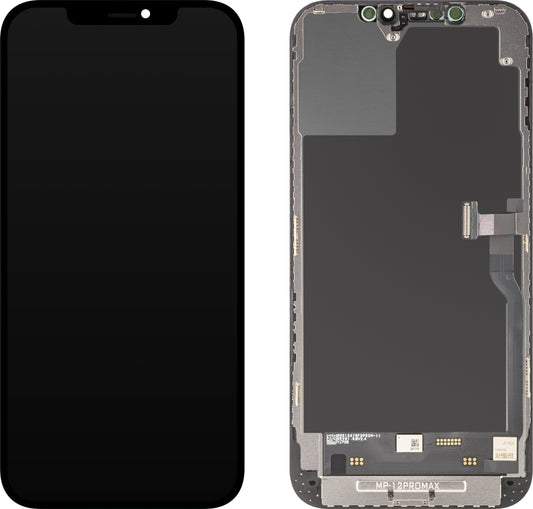 MP Touchscreen-Display kompatibel mit Apple iPhone 12 Pro Max, mit Rahmen, Soft-Version OLED FHD Diagnostic, Schwarz