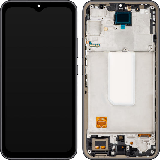 MP Touchscreen-Display kompatibel mit Samsung Galaxy A34 A346, mit Rahmen, OLED-Version, Schwarz, Swap