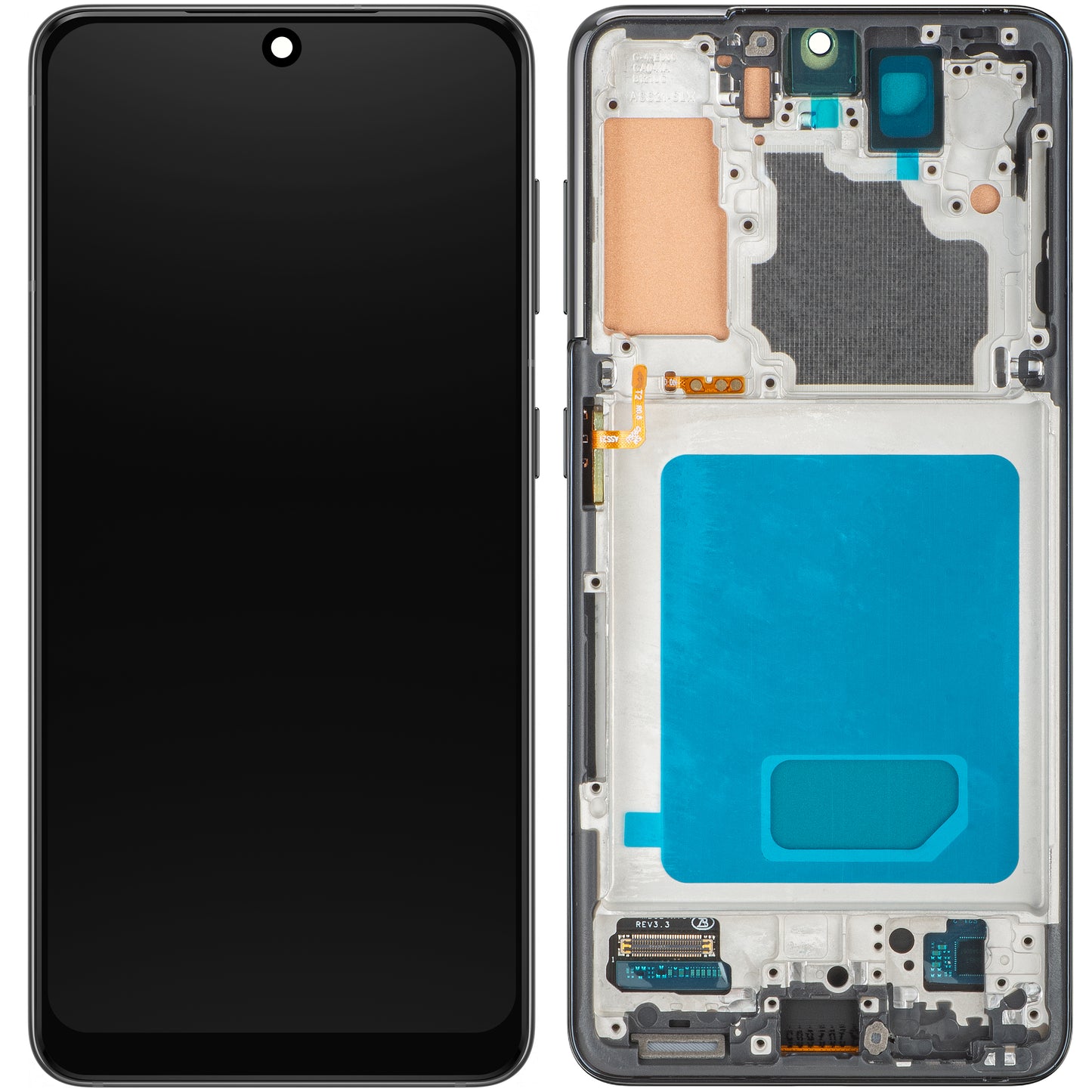 MP Touchscreen Display compatible with Samsung Galaxy S21 5G G991, with Frame, Black, Refurbished