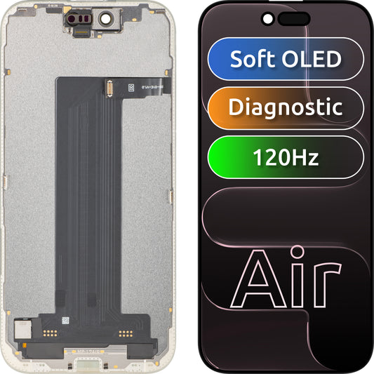 MP Touchscreen-Display kompatibel mit Apple iPhone 17 Air, mit Rahmen, Soft-Version OLED FHD 120Hz Diagnostik, Schwarz