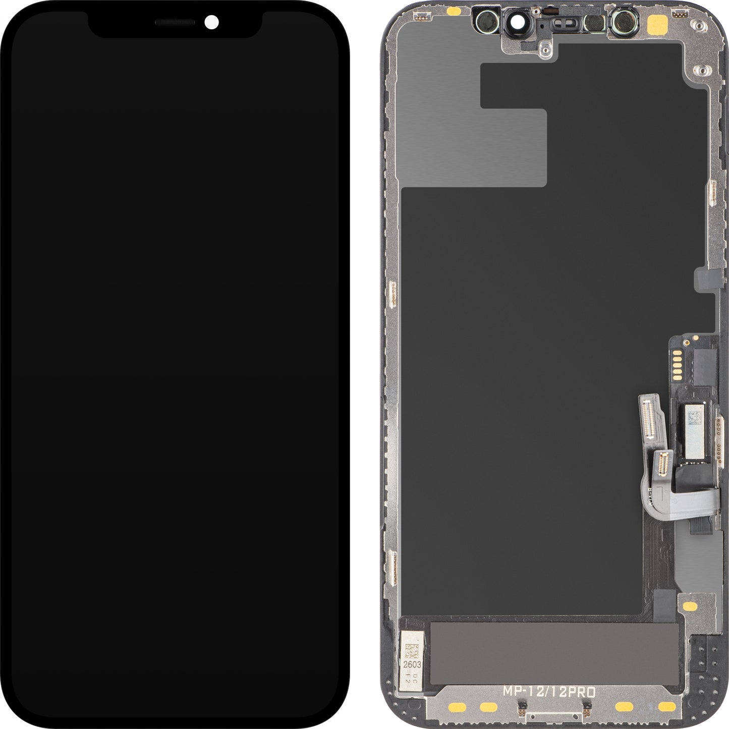 MP Touchscreen Display compatible with Apple iPhone 12 / 12 Pro, with Frame, OLED FHD Diagnostic Soft Version, Black