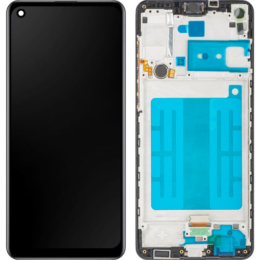MP Touchscreen Display kompatibel mit Samsung Galaxy A21s A217, mit Rahmen, Schwarz 