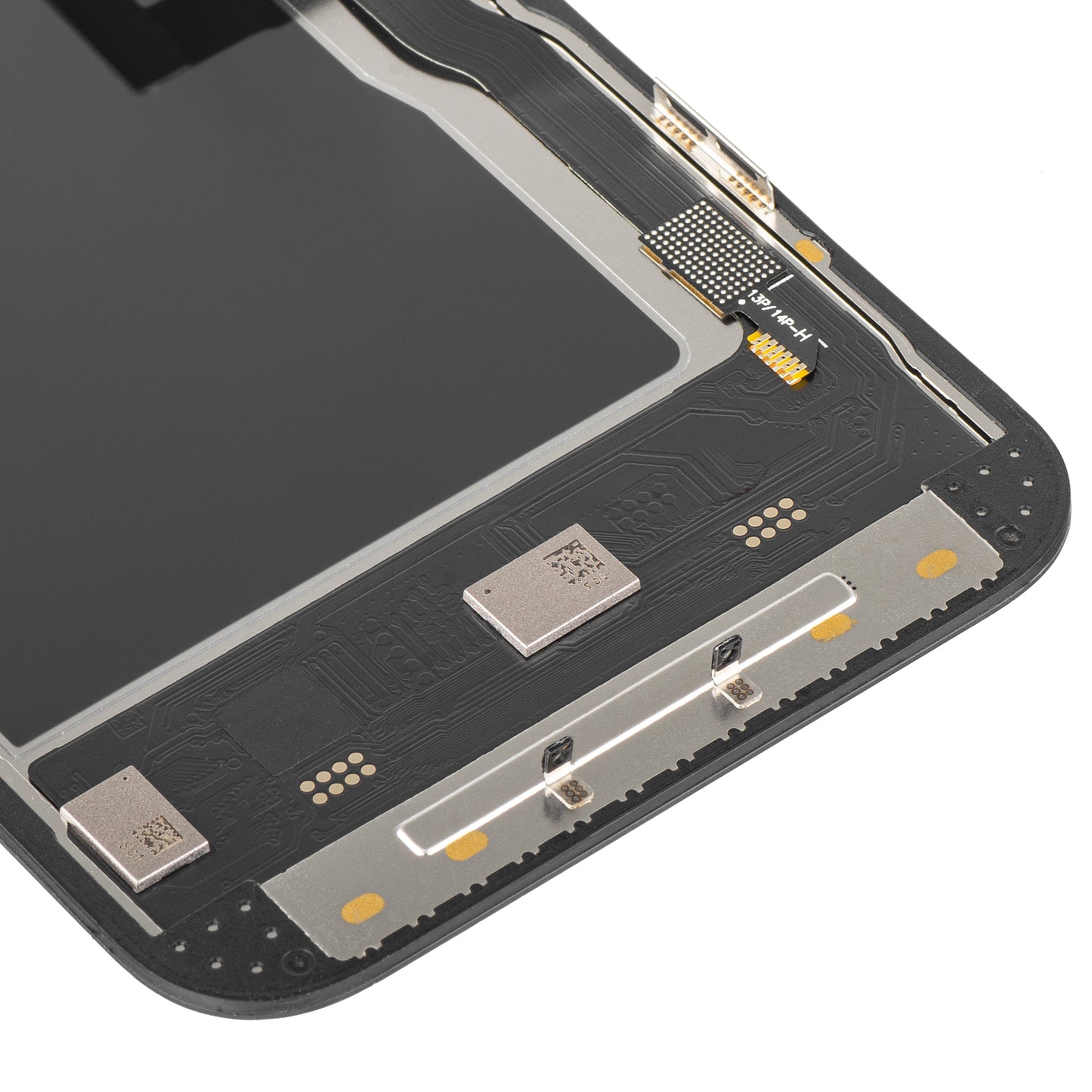 Display mit MP Touchscreen kompatibel mit Apple iPhone 13 Pro, mit Rahmen, Soft OLED IC Movable 120Hz FHD Version, Schwarz