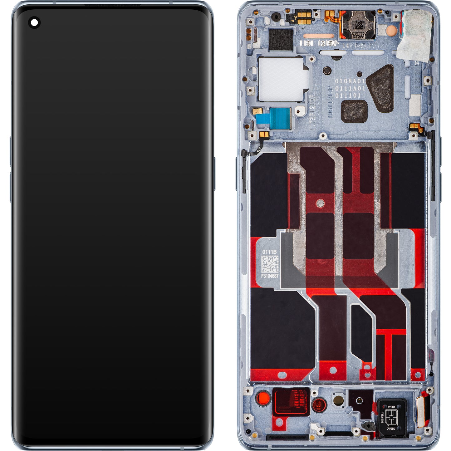 Display mit Touchscreen Oppo Reno6 Pro 5G (Snapdragon) / Reno6 Pro+ 5G, mit Rahmen, Grau (Lunar Grey), Service Pack 4907528