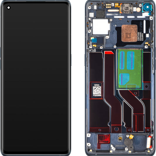 Display mit Touchscreen Oppo Find X3 Neo / Reno5 Pro 5G, mit Rahmen, Schwarz (Starlight Black), Service Pack 4906179