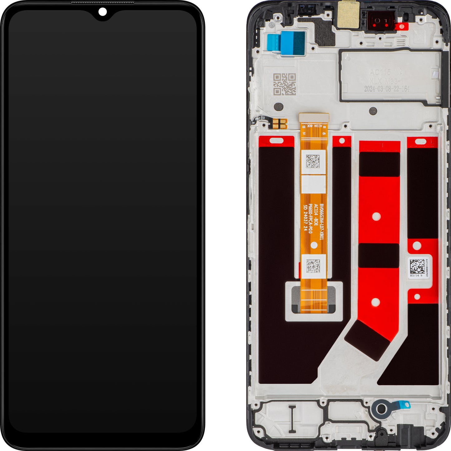 Oppo A18 / A38 Touchscreen Display, with Frame, Black, Refurbished 621029000099