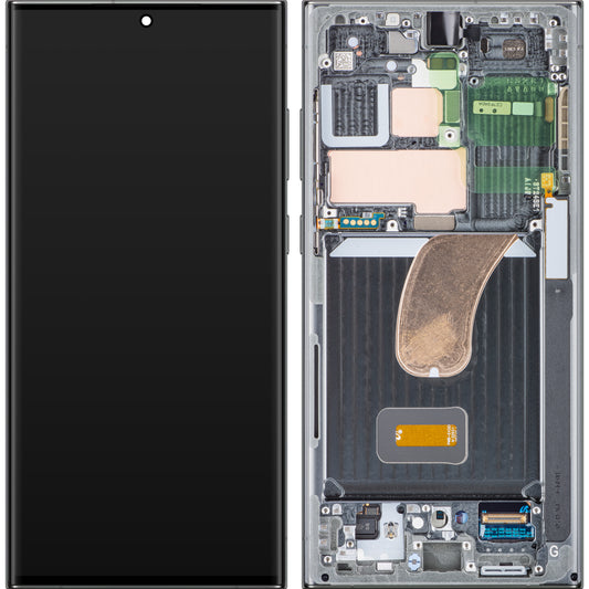 Display mit Touchscreen Samsung Galaxy S23 Ultra S918, mit Rahmen, Grün, Service Pack GH82-30466C