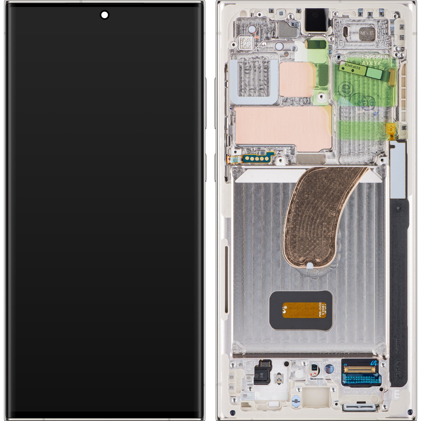 Display mit Touchscreen Samsung Galaxy S23 Ultra S918, mit Rahmen, Weiß (Creme), Service Pack GH82-30466B