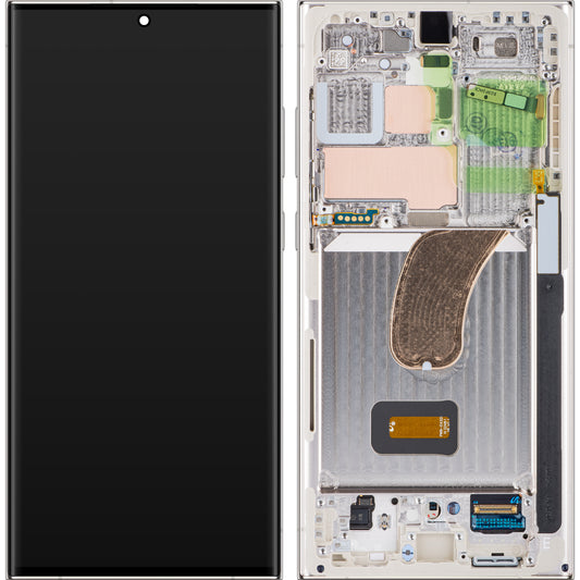 Display mit Touchscreen Samsung Galaxy S23 Ultra S918, mit Rahmen, Weiß (Creme), Service Pack GH82-30466B