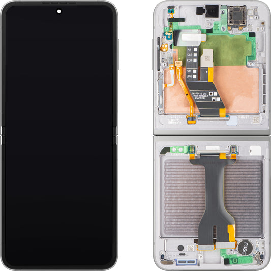 Display mit Touchscreen Samsung Galaxy Z Flip6 F741, mit Rahmen, Sub Inner, Silber (Silver Shadow), Service Pack GH82-35013A