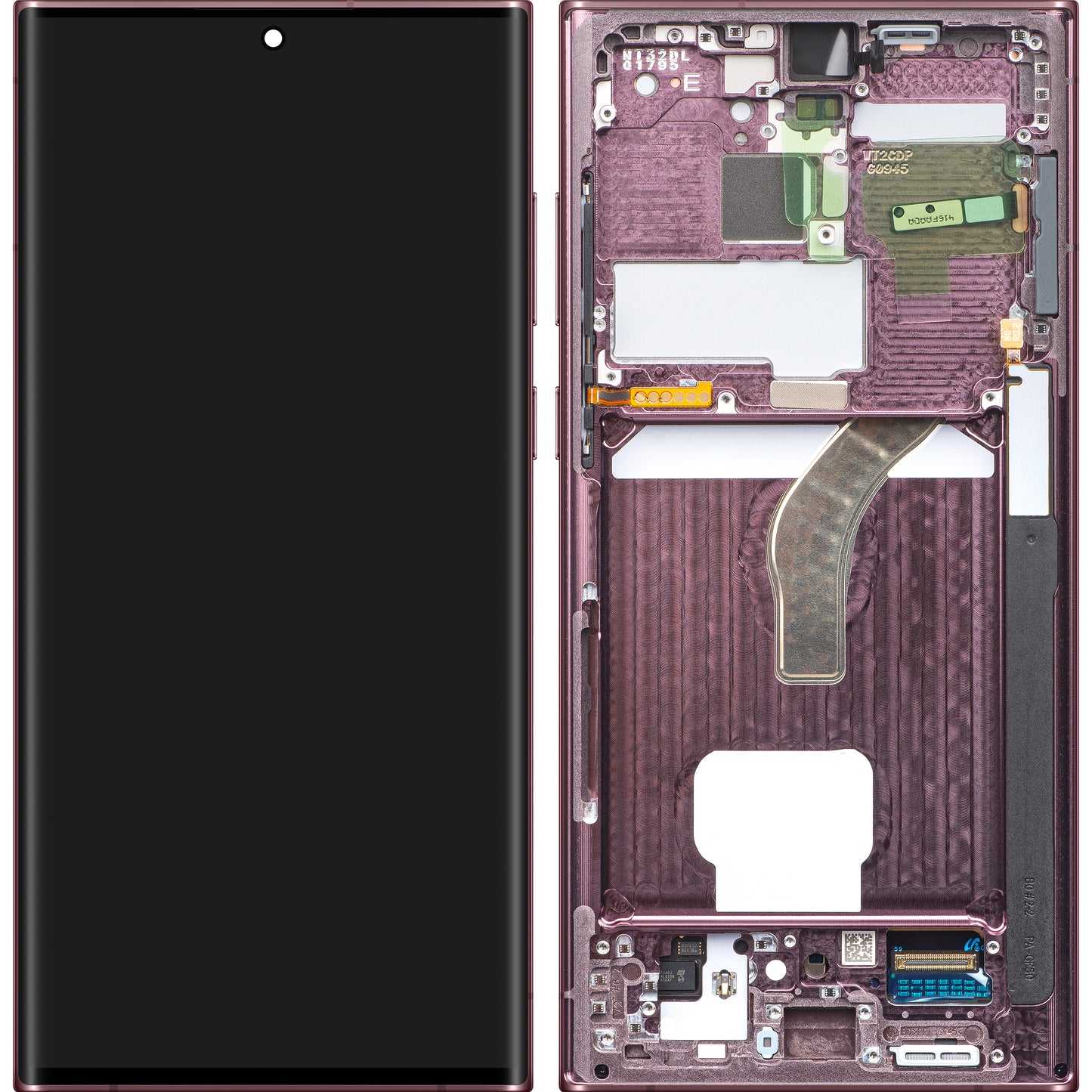 Touchscreen-Display Samsung Galaxy S22 Ultra 5G S908, mit Rahmen, Weinrot, Swap GH82-27488B