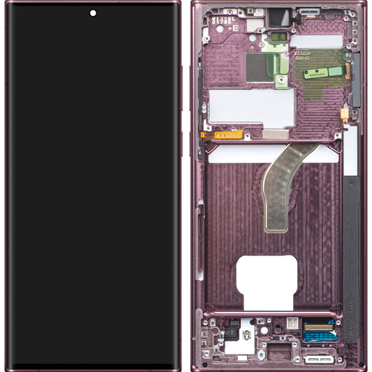 Touchscreen-Display Samsung Galaxy S22 Ultra 5G S908, mit Rahmen, Weinrot, Swap GH82-27488B